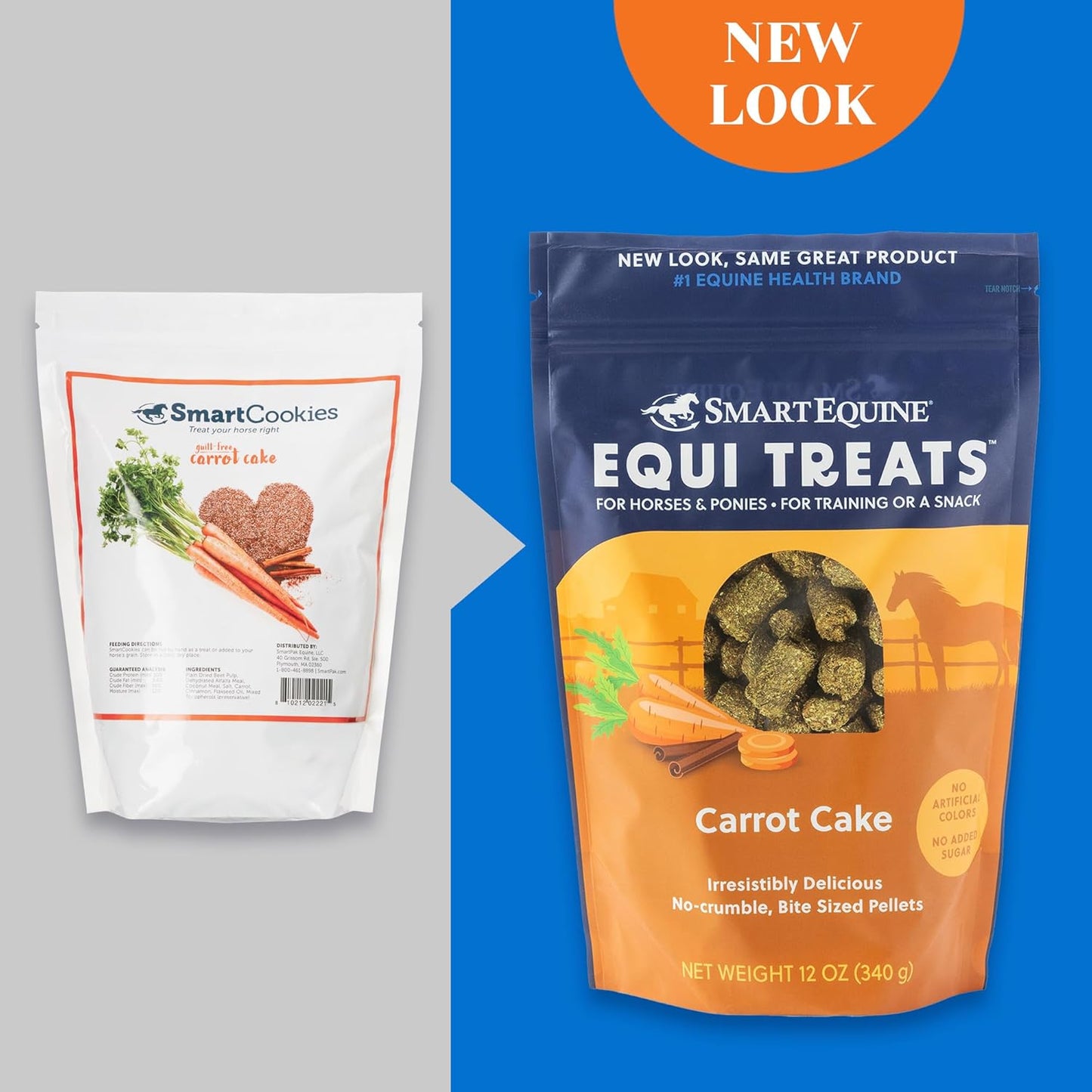 SmartEquine Equi Treats | Made with Beet Pulp & Alfalfa | High-Fiber Horse Treats | Low ESC & Starch | Bite-Sized | No Added Sugar | Carrot Cake Flavor Cookies for Horses | 4 lb Bag
