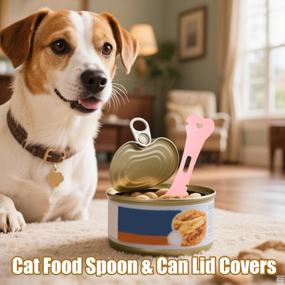 Lid and Spoon for Cat Food Jars | Lids for Cans and Spoons for Cats, Silicone Cover for Storage, and Scoop for Portioning Meals