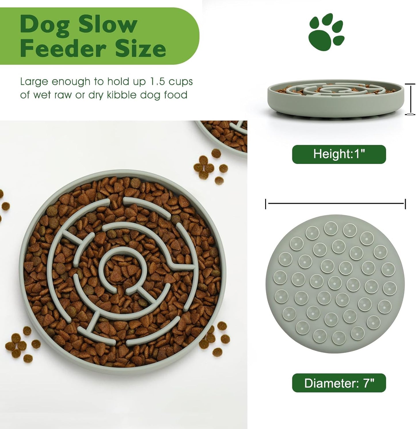 Slow Feeder Dog Bowls Silicone Maze Food Suction Bowl Feeders Pet Puzzle Lick Mat to Slow Down Eating for Small Breed Size Dogs