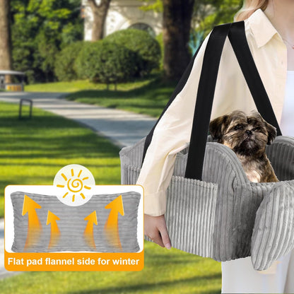 Center Console Dog Car Seat for Small Dogs, Pet Puppy Car Seats with Soft Cushion Safety Belt, Washable Cat Carseats, Pet Bed for Cars, Dog Booster Cars Seats for Dogs Small 5-15 lbs(Grey)