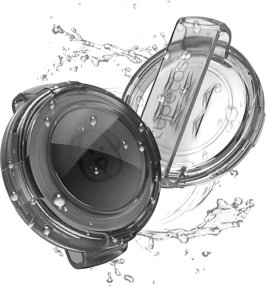 Waterproof Airtag Dog Collar Holder - (2pack) Ultra-Durable Plastic Pet Collar Case for Apple Airtags, Anti-Lost Air Tag Case for Dogs Cats Collar,Fits Most Collars-Transparent Black/White