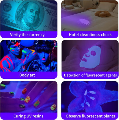 5 Pack Black Light UV Flashlight, 9 LED 395nm Ultraviolet Blacklight Flashlight, Handheld Mini Torch Light Pet Urine Detector for Dog/Cat Urine, Dry Stains(15x AAA Batteries(Green))