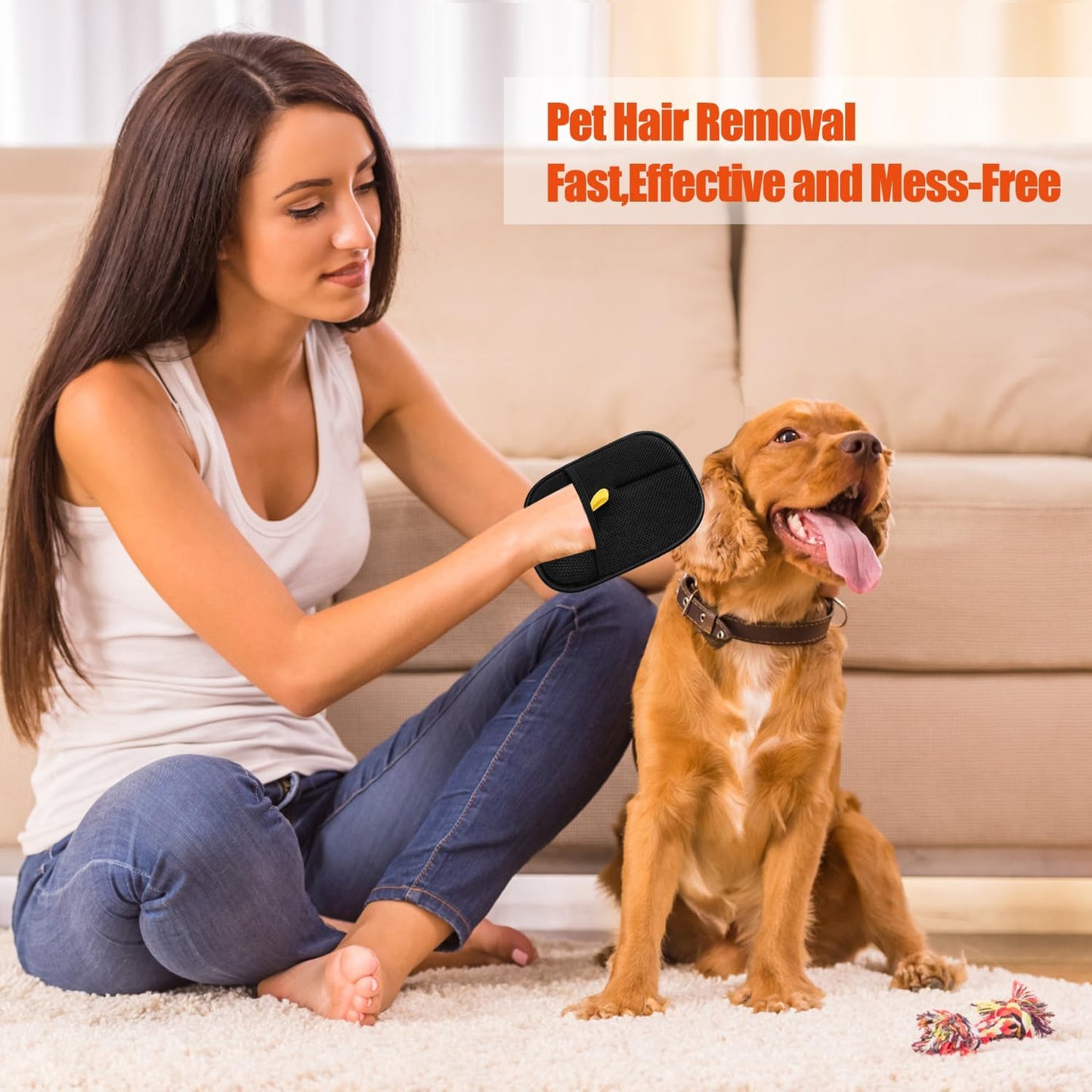 Pet Hair Remover Glove, Reusable Cat Dog Electrostatic Hair Remover Grooming Glove Tool, Double-Sided Static Pet Hair Removal Glove Suitable for Bed Sheets, Sofas