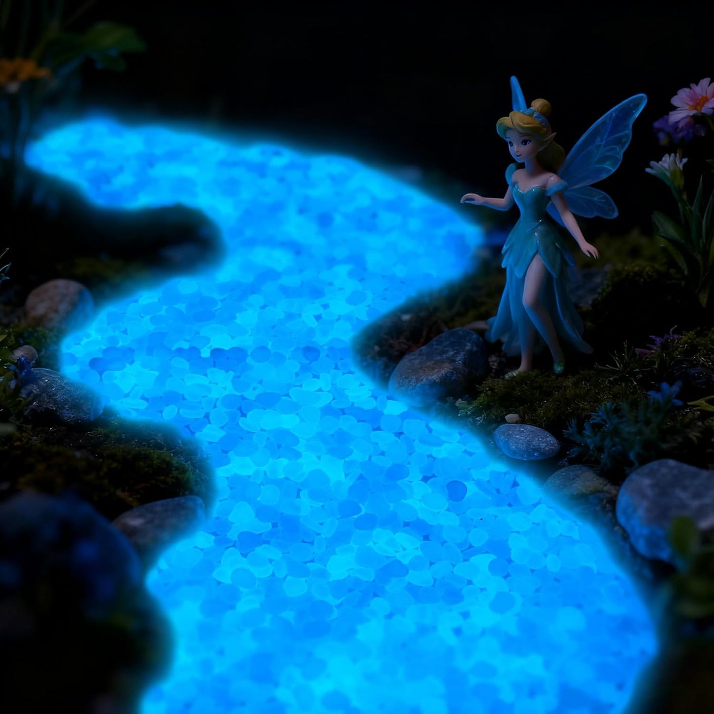 400pcs Glow in The Dark Rocks for Outdoor Garden & Aquarium – Luminous Stones for Landscaping, Pathway, Patio, Driveway, Walkway, Fish Tank, Plant Pots(Multicolor)