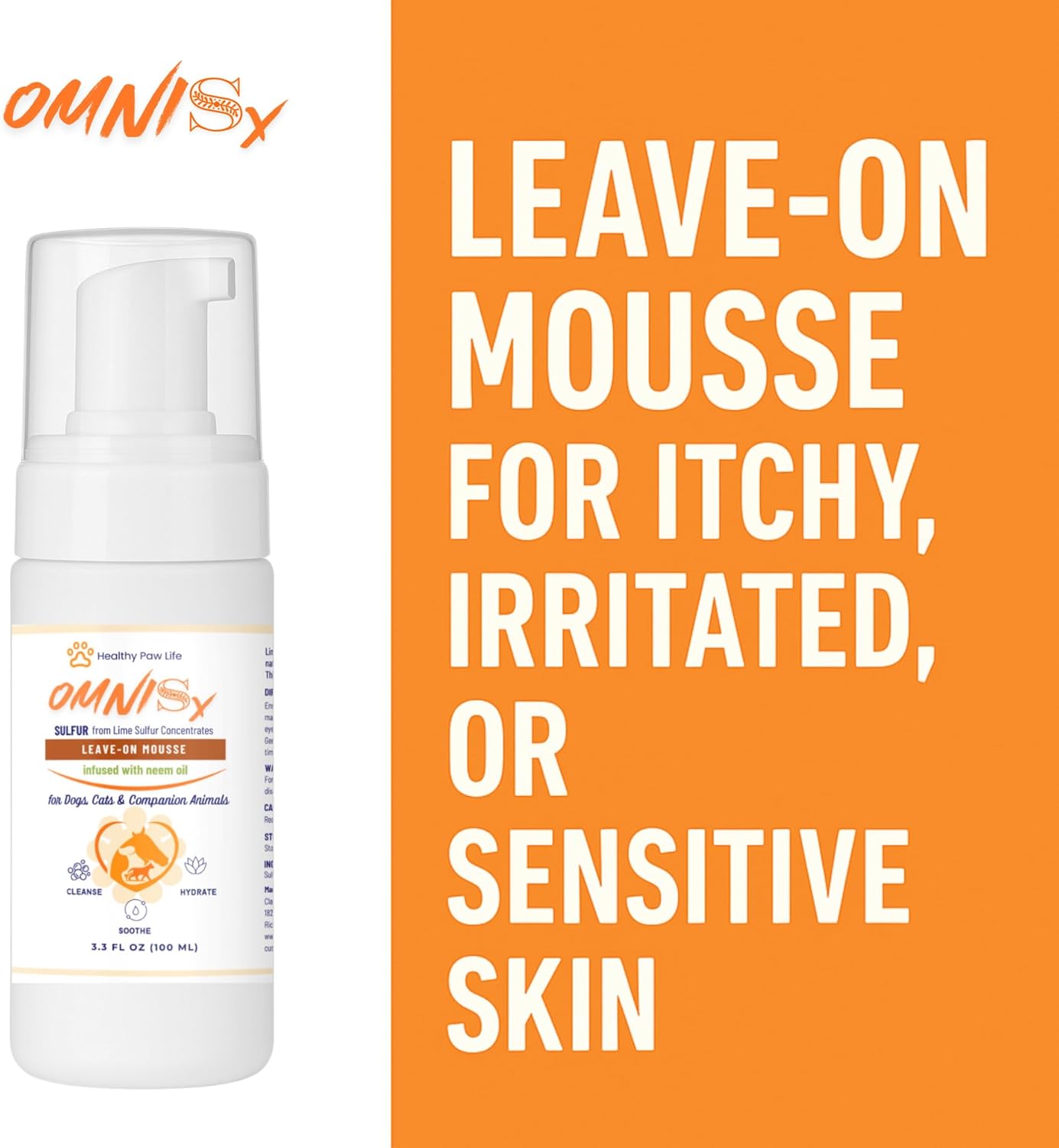 OMNISx Leave-On Mousse - Veterinary-Strength Formula for Itchy, Irritated, or Sensitive Skin
