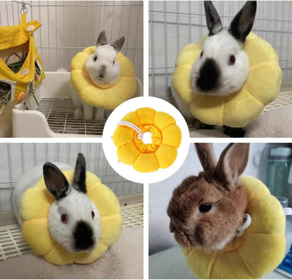 Rabbit Protection Cone Extra Small Soft Elizabethan Collar for Bunny Chinchilla Guinea Pig Small Cat Recovery Collar Kitten E Collar Alternative After Surgery Wound Healing Donut Collar (Yellow, XS)