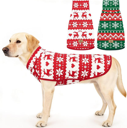 XPUDAC 2 Pack Christmas Dog Fleece Sweater Dog Sweatshirt Turtleneck Jacket Warm Stretchy Pet Cold Weather Clothes for Medium Large Dogs, XL