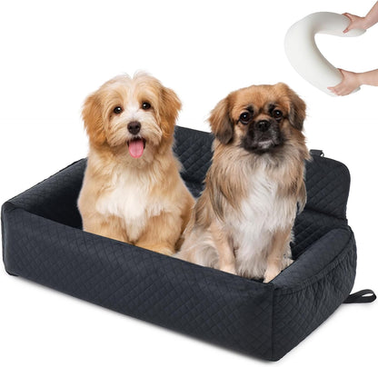 Dog Car Seat for Large Medium Dog,Washable Dog Booster Seat for Medium Large Dogs,Multi-Functional Dog Booster Seat with Thick Cushion, Safety Leashes Dog Sofa Cushion & Travel Dog Bed (Black, 90cm)