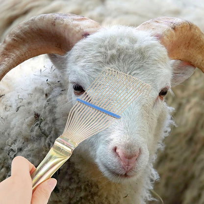 Homoyoyo Sheep Wool Comb Brush and Horse Hair Rake for Livestock Grooming, 23Cm Small Yellow Deshedding Tool for Cattle and Farm Animal Hair Removal