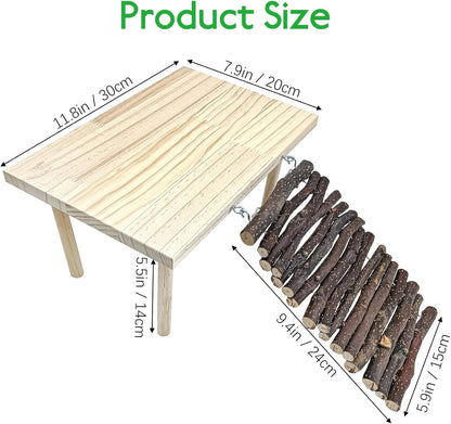 BNOSDM Reptile Pine Bark Substrate and Rectangle Basking Platform for Lizard