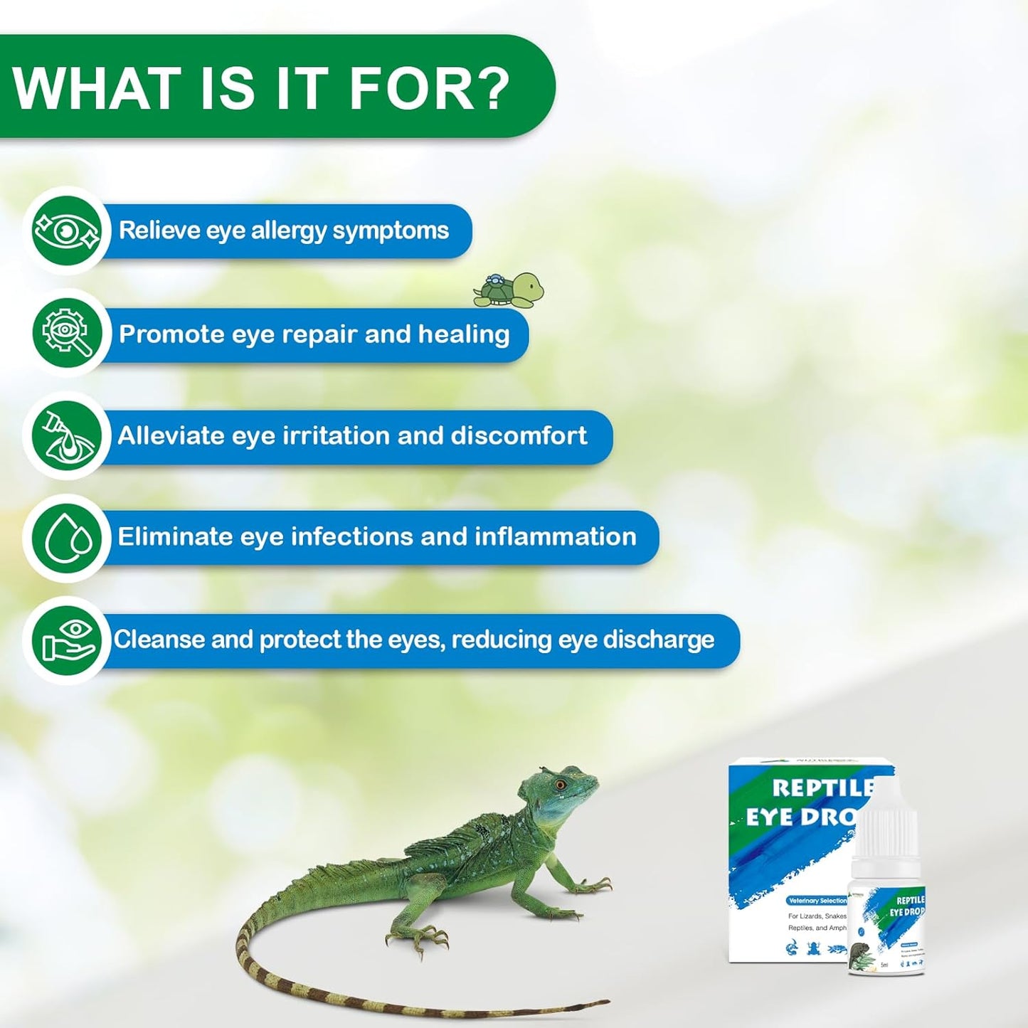 Reptile Eye Drops | Gentle Eye Cleanser for Bearded Dragons, Turtles, Snakes & Lizards | Non-Irritating Daily Eye Care Solution for Reptiles & Amphibians