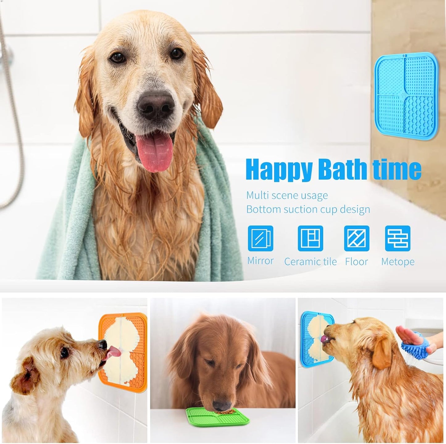 Lick Mat for Dogs, Premium Lick Pad with Suction Cups for Dog Anxiety Relief, Slow Feeder Dog Bowls, Bathing, Grooming and Training.
