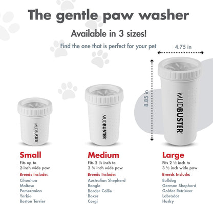 Dexas MudBuster Portable Paw Cleaner for Dogs, Large, Bright White Special Edition, Premium Pet Supplies and Accessories