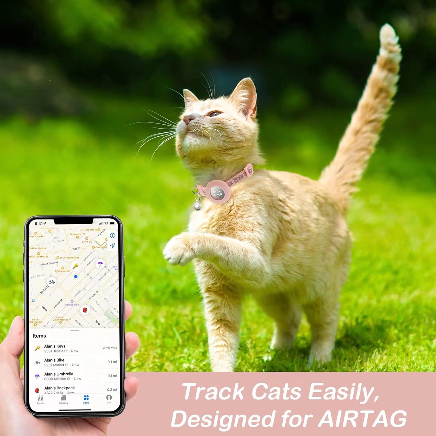 2 Pack Airtag Cat Collar Breakaway with Bell,Reflective Kitten Collar with Apple Airtag Cat Collar Holder,Adjustable 7-12In,Safety Buckle for Girl Boy Cats,Pet Supplies,Accessories,Gifts (Pink)