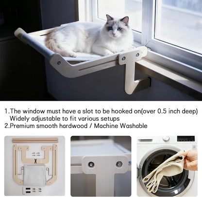 2PC Cat Window Perch Cordless Hammock Bed for Window with Metal Frame and Reversible Cover, Large Suction Cups Window Resting Seat for Indoor Cats (Cat Bed, M-2PC)