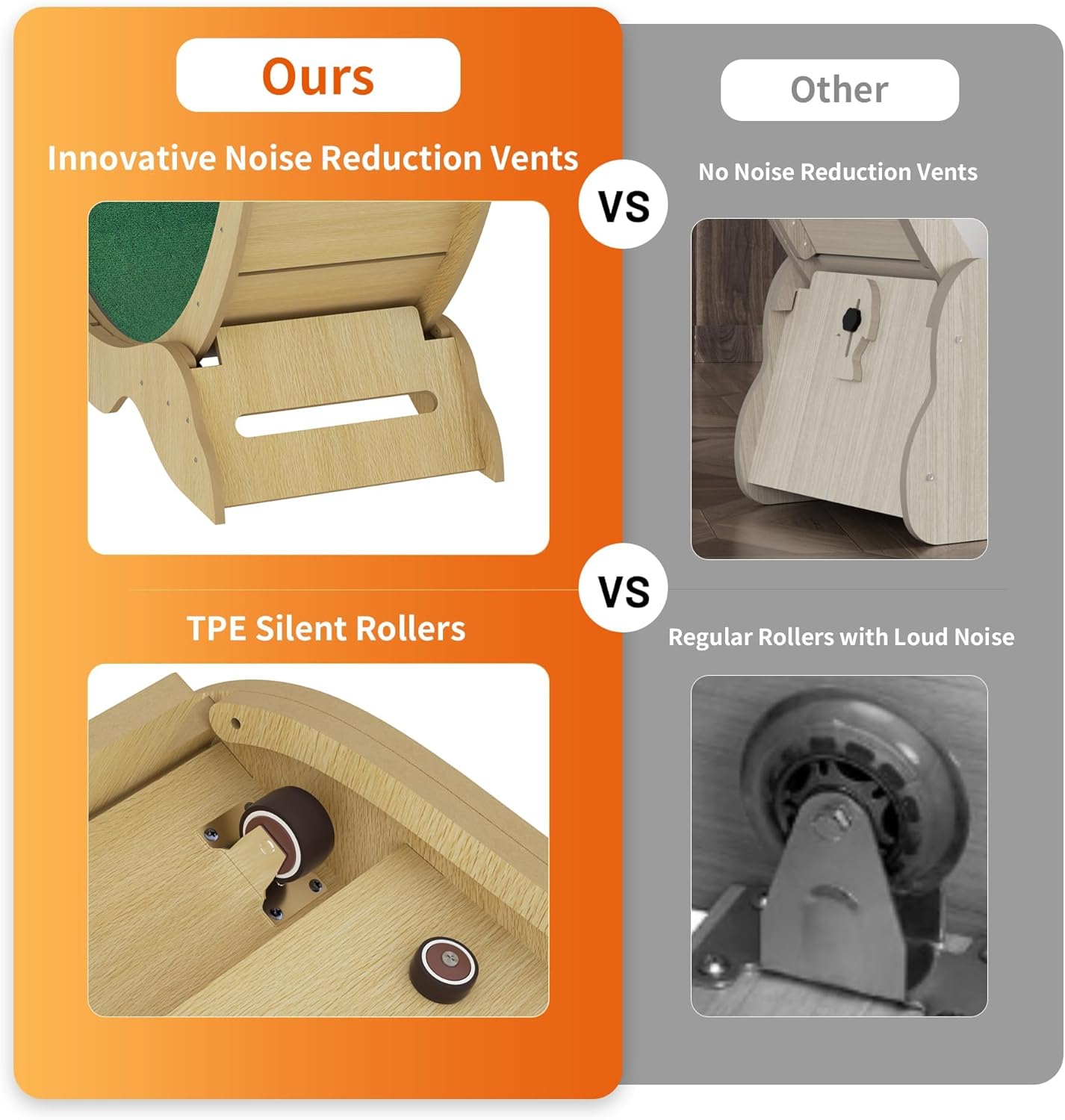 GarveeHome 45'' Cat Exercise Wheel for Indoor Cats, Large Wood Cat Treadmill Small Animal Running Wheels with Lock & Playing Ball, Cats Wheel Exerciser for Weight Loss Black