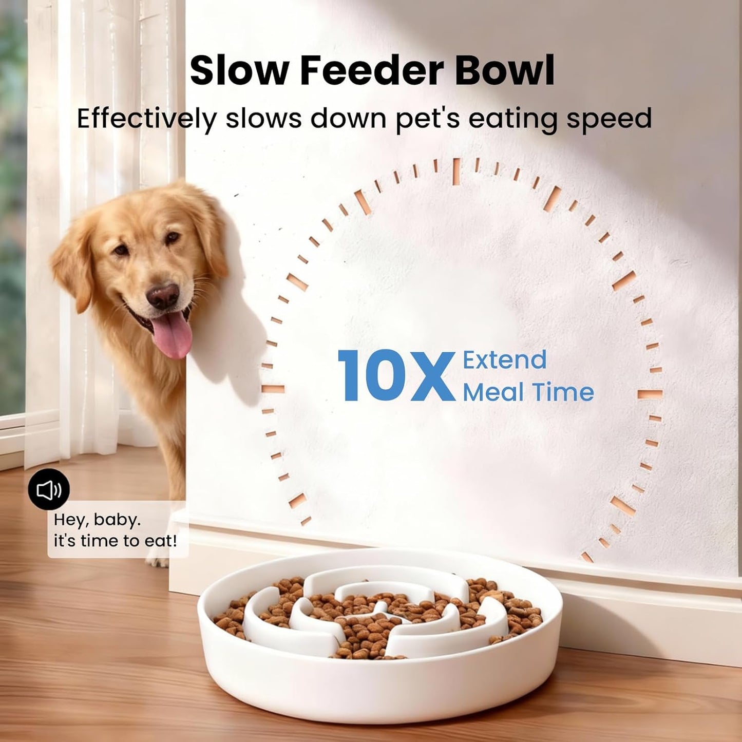 Ceramic Slow Feeder Dog Bowls,2.0 Cups Slow Feeder for Medium Large Breed,Puzzle Dog Food Bowl to Slow Down Eating, Anti-Gulping, Stop Bloat,Preventing Choking,Anti-Slip,8in,White