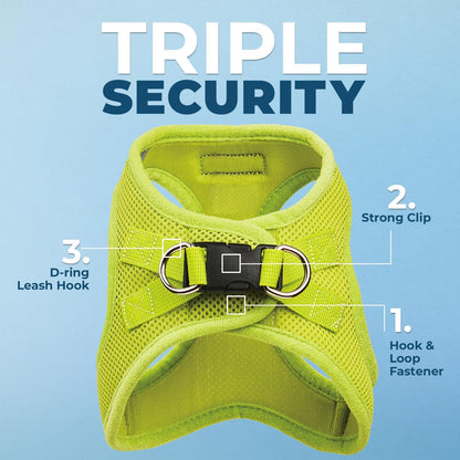 Best Pet Supplies Voyager Step-in Air Harness - All Weather Mesh, Reflective, No Pull Harness for Dogs, Cats - Secure with Hook & Loop Fastener, Buckle, Double D-Rings - Lime Green, XS