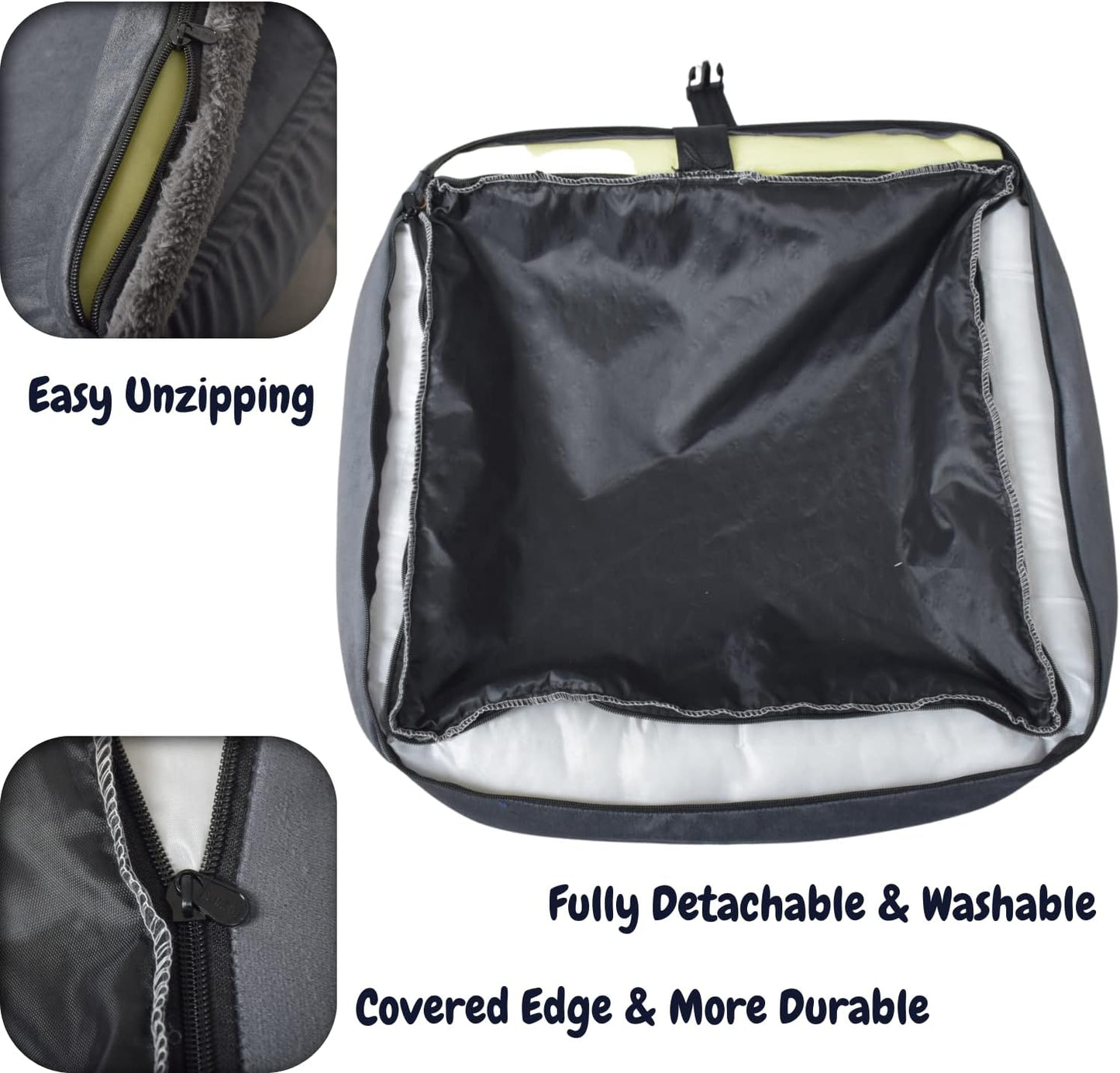 Coo&Dee Dog Car Seat Pet Travel Safety Pet Booster Seat Dog Bed for Car for Small Medium Dogs Under 32lbs with Storage Pockets Fully Detachable Machine Washable Easy Install (Grey Velvet)