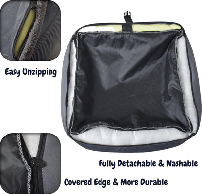 Coo&Dee Dog Car Seat Pet Travel Safety Pet Booster Seat Dog Bed for Car for Small Medium Dogs Under 32lbs with Storage Pockets Fully Detachable Machine Washable Easy Install (Grey Velvet)