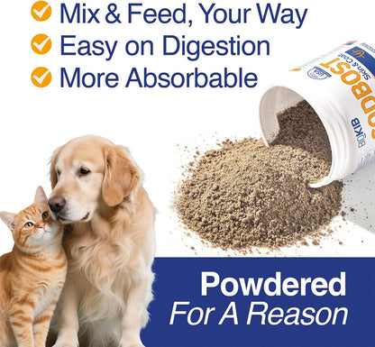 BOCASHI Probiotics for Dogs & Cats+SODBOST Pet Allergy & Itch Relief, for Digestive Health, Gut Support, Pet Skin & Coat Supplement Powder - Made in USA - 360 Scoops for a Year