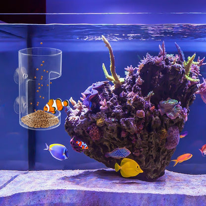 2pcs Fish Tank Feeding Tray with Suction Cup Acrylic Feeding Tube Fish Food Holder Automatic Fishing Feeder Aquarium Tank Divider Supplies Breeder Box for Aquarium (Color:Clear)