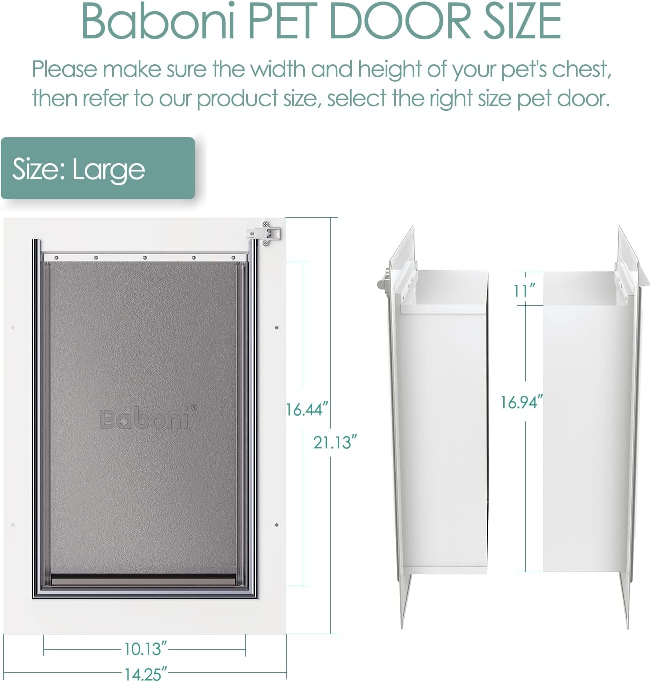 Baboni Pet Door for Wall,3-Flap,Steel Frame and Telescoping Tunnel, Aluminum Lock, Double Flap Dog Door and Cat Door, Strong and Durable (Pets Up to 100 Lb) -Large