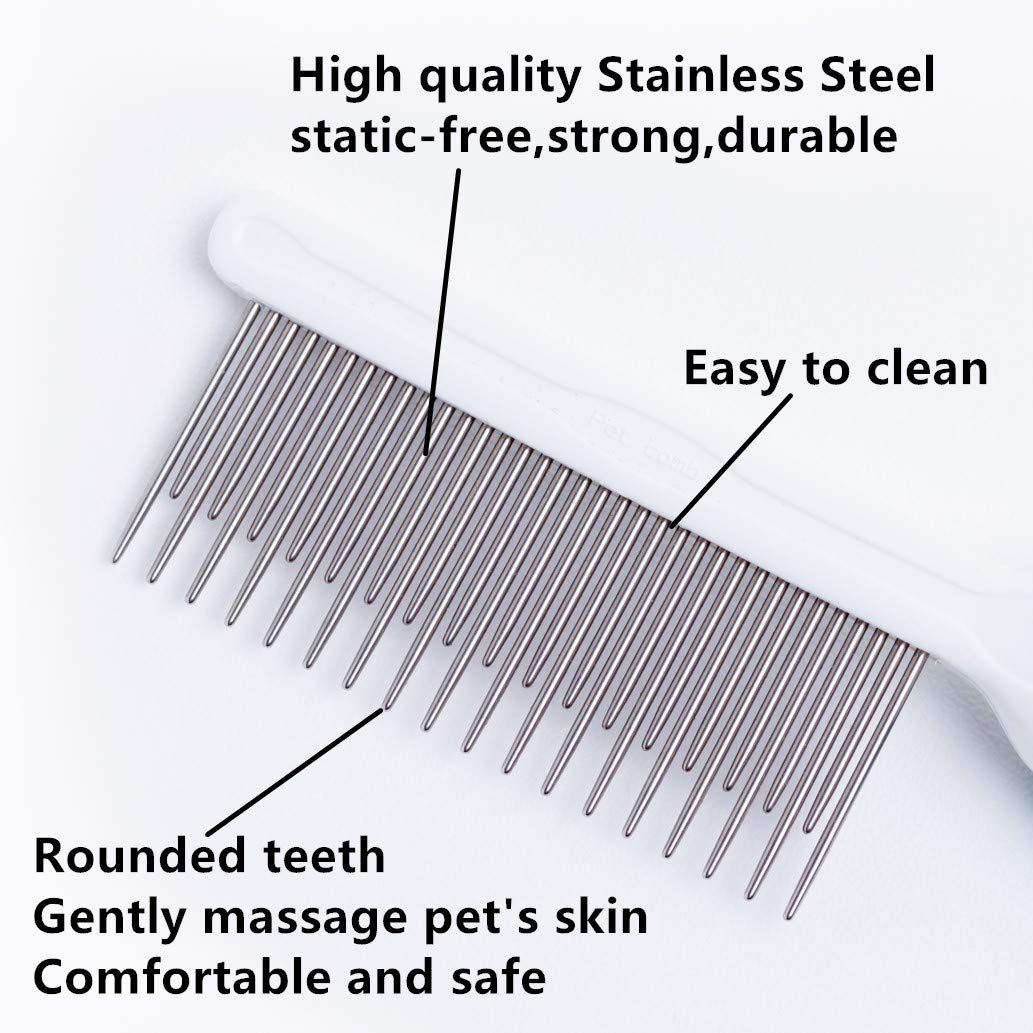 Pet Comb, Long and Short Teeth Comb for Dogs & Cats, Pet Hair Comb for Home Grooming Kit, Removes Knots, Mats and Tangles
