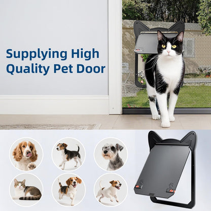 Pet Screen Door for Medium Dogs & Cats - Heavy Duty Magnetic Lockable Flap, Inside Door 10.12x8.15inch, Easy Install for Sliding Glass/Patio Doors Screen, Scratch-Resistant & Security Latch (Size L)