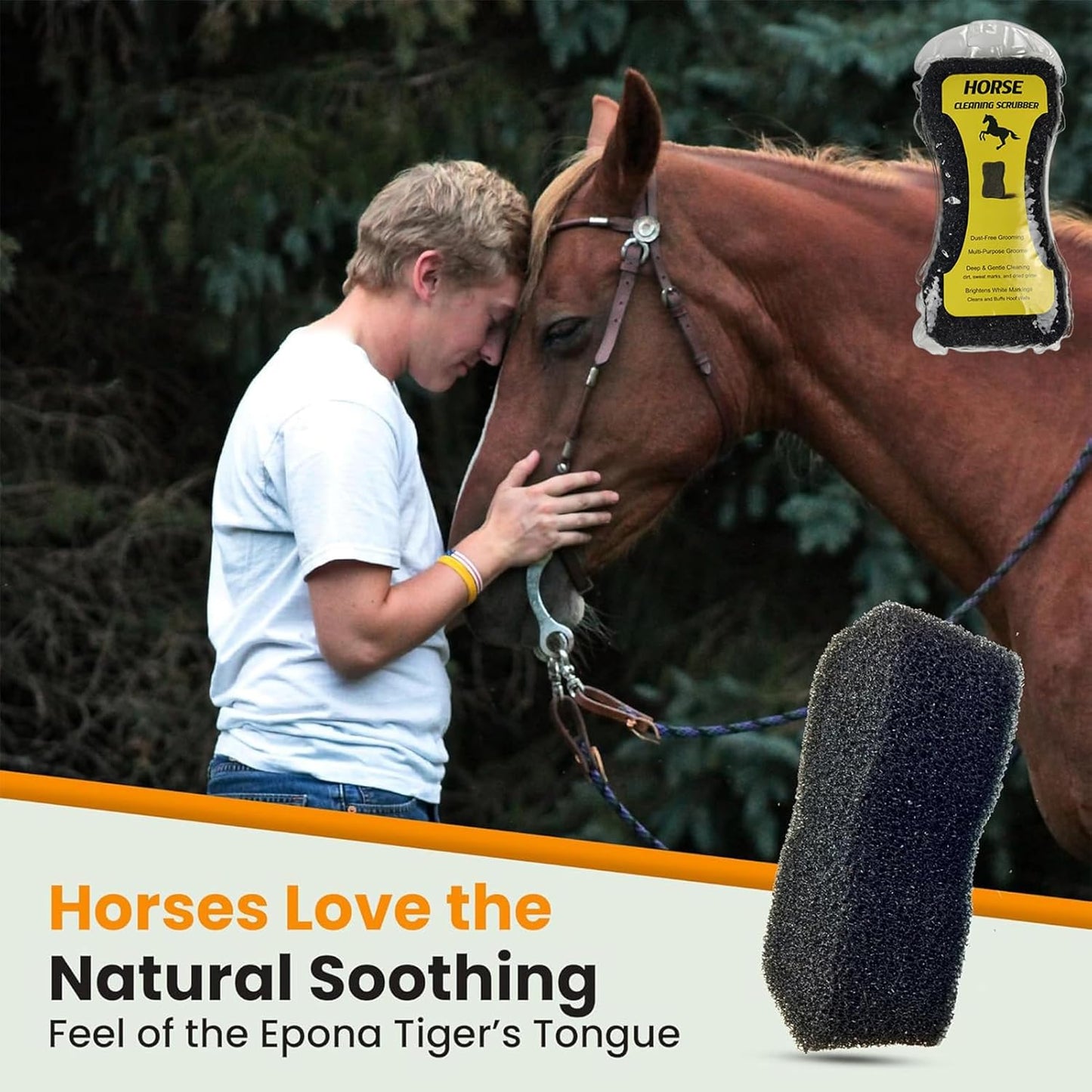 Horse Grooming Brushes, Livestock Grooming Sponge, Equine Massage Brush, for Rubber Material, Groomings Brush with Comfort Grip Feature, Animal Care Accessory, for Outdoor Outing Stable Farm Use