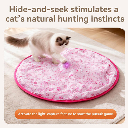 Upgraded Rechargeable Interactive Cat Toy Ball with Hunting Cover - Smart Automatic Rolling, Obstacle Avoidance, Indoor Exercise for Cats to Release Energy & Instincts (Pink)