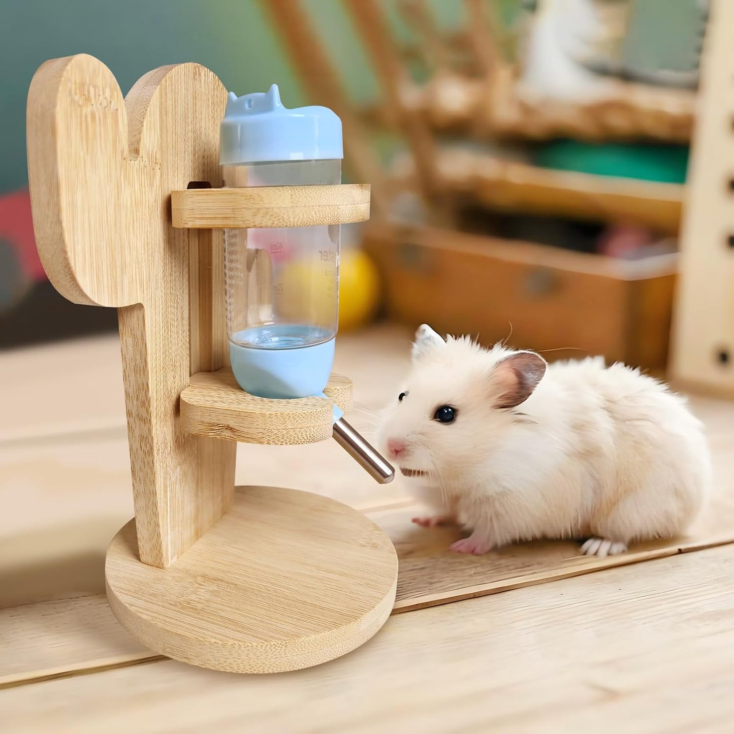 Hamiledyi Small Animal Water Bottle with Adjustable Stand & Hanging Hook - Leak-Proof Rodent Water Dispenser for Hamsters, Guinea Pigs, Gerbils(Style C)