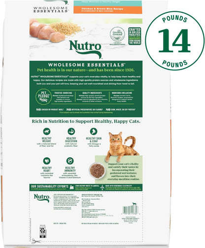 Nutro Wholesome Essentials Indoor Dry Cat Food, Chicken & Brown Rice Recipe, 14 lb. Bag
