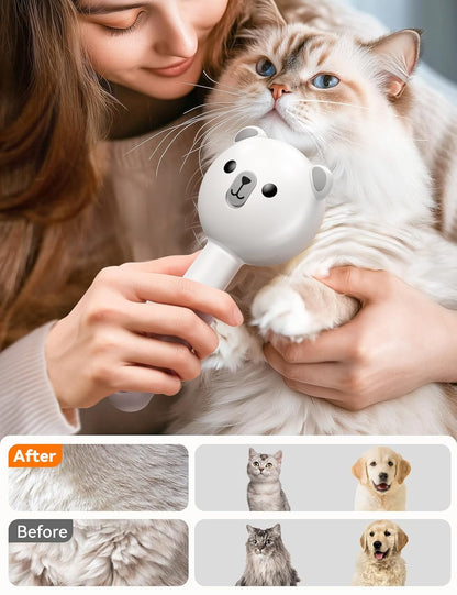 FEELNEEDY Cat Steam Brush, Brushes for Indoor Cats with Release Button, Dual Speed Spray USB Rechargeable Grooming Supplies, Cat Brush for Shedding Suitable for All Long-haired and Short-haired Pets