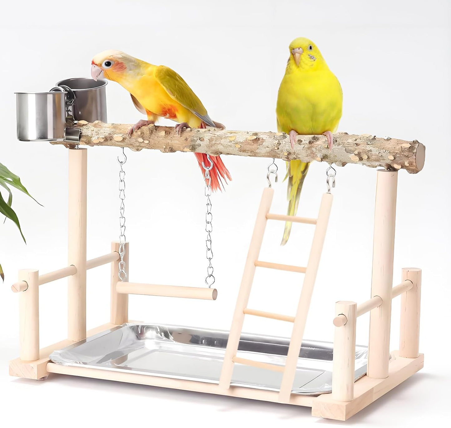 4 PCS Bird Ladder for Cage, Small Wooden Ladder Parrot Toy - Natural Chewable Bird Supplies for Parakeets, Cockatiels, Lovebirds - Easy to Install Perch Accessory（4,6,7,8 Tier）