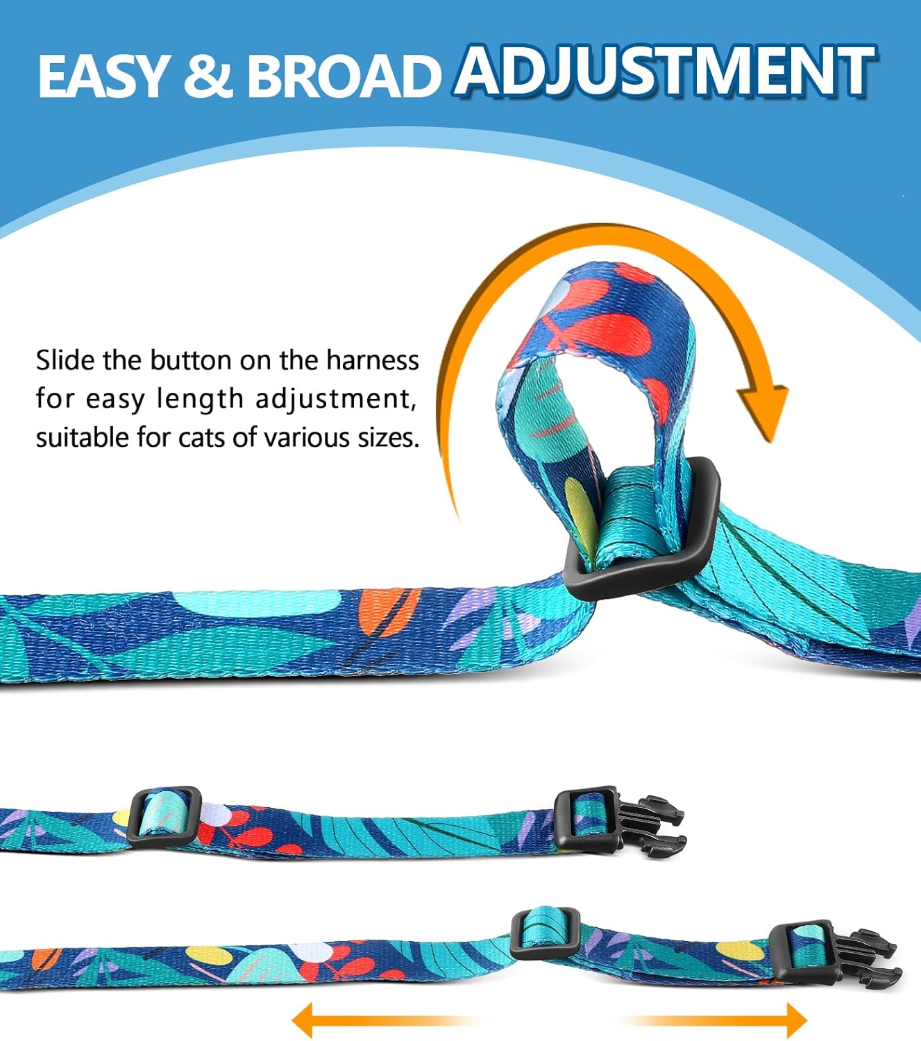 Halypet Cat Harness and Leash Set, 3-in-1 Adjustable & Lightweight, Escape-Proof, Comfortable Soft Kitten Harness for Large Cats, Safe, Easy to Wear, Outdoor Walking Travel