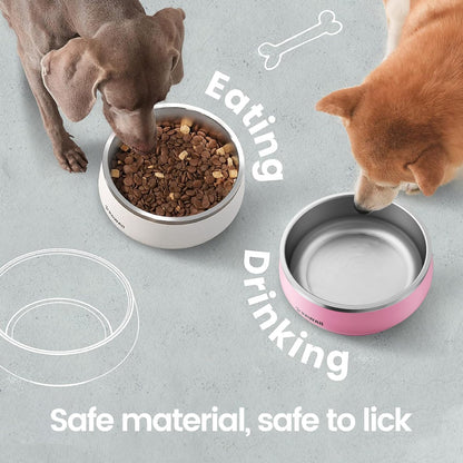 Pawaii Dog Food and Water Bowl with Non - Slip Rubber Base, Metal Insulated Stainless Steel Dog Bowls with ID Tag, Double - Wall, Durable and Dishwasher - Safe for All Dogs (34oz)