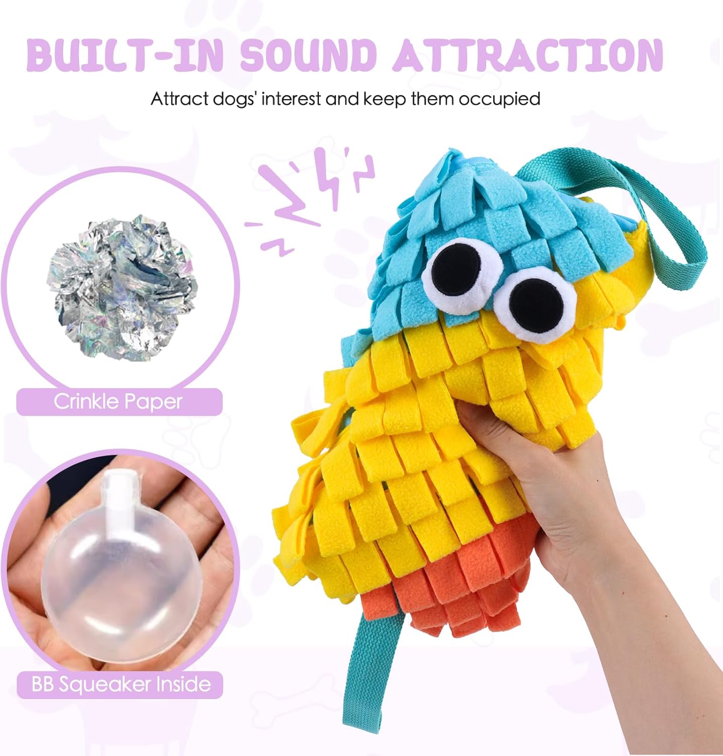 Dog Tug Toy, Squeaky Dog Toys with 2 Handles, Perfect for Interactive Tug of War, Fetch & Puppy Training, Durable Pull Rope Toy for Small Medium Dogs (Yellow)