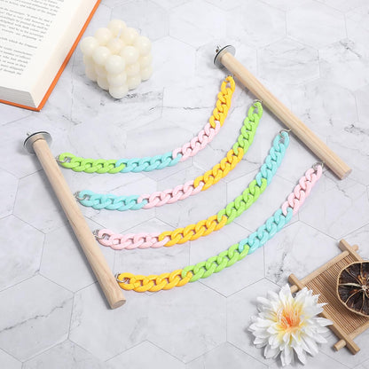 Colorful Sugar Glider Toys and Cage Accessories Natural Wood with Sturdy, Chains Hanging Sugar Glider and Rat Cage Accessories Enrichment Toys for Small Animals and Parrots