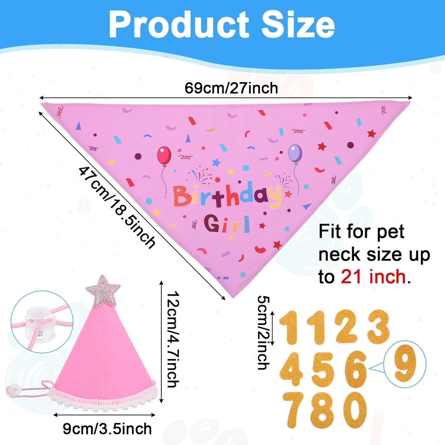 Dog Birthday Decorations, Birthday Dog Bandana Hat with Numbers Dogs Birthday Party Supplies for Small Medium Large Dogs
