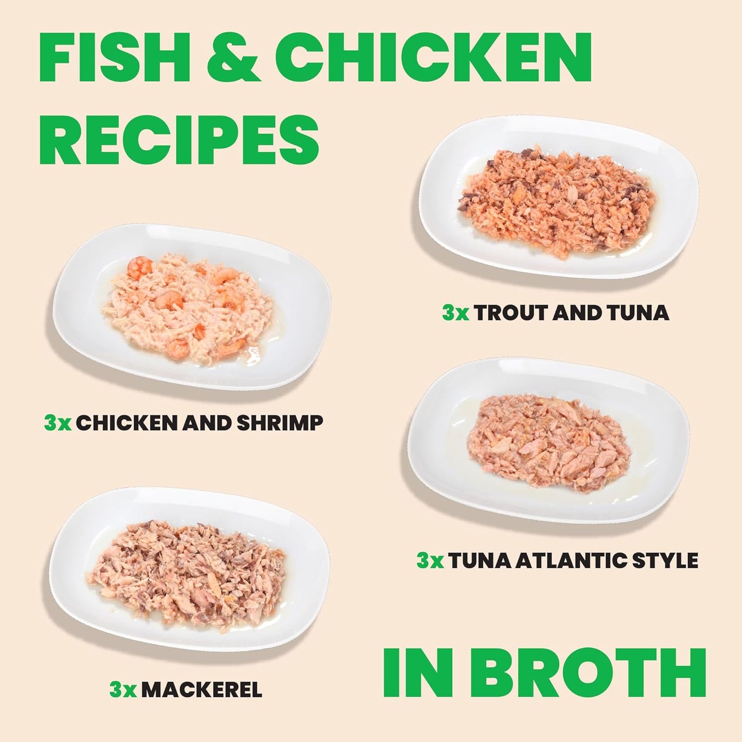 almo nature HQS Cat Food Bundle: (12) 2.47oz Natural Variety Pack (Atlantic Tuna, Mackerel, Trout & Tuna, Chicken & Shrimp) + (12) 1.94oz Tuna & Papaya in Gravy Pouches