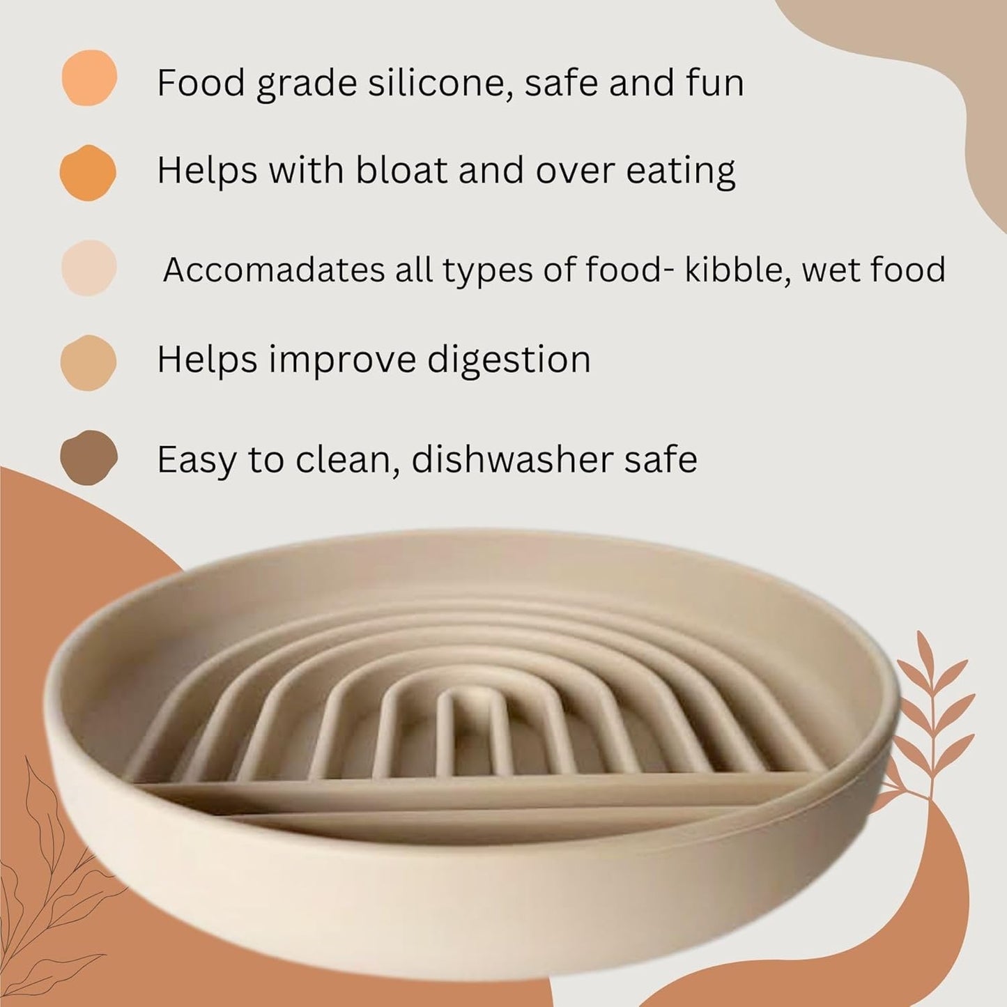 Modern Rainbow Pet Slow Feeder Bowl, Silicone Slow Feeder for Dogs & Puppies, Slow Eating, Modern Lick Mat Design, Reduces Gulping, Dishwasher Fit, for All Breed, Durable Mealtime Puzzle (Sky)