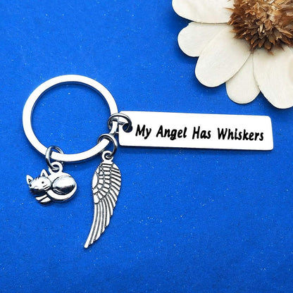 Dabihu Pet Memorial Gift Loss of Cat Keychain Sympathy Jewelry Has Whiskers Keyring In Memory of Cats Pet Sympathy Gift for Cat Lover Family Friends Remembrance Gifts