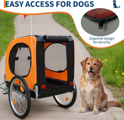 Dog Bike Trailer, Supports Up to 88 Lbs, Pet Bicycle Carrier, Easy Folding Cart & Quick Release Wheels, Washable Non-Slip Lining,Universal Bicycle Coupler for Small/Medium Pets