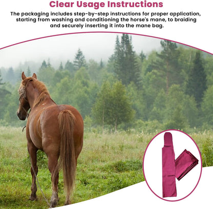 Ranch Hand Horse Mane Bags | 6 Pack | Horse Tack/Supplies | Protect Horse's Mane from Wind, Sun, Mud, Preventing Tangles, Rubbing Out, and Breakage | Handmade Mane Care Product (MAROON)