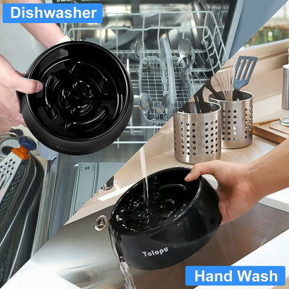 Large Slow Feeder Dog Bowls,Hold 8 Cups,Stop Bloat Bowl Anti-Choking &Anti-Gulping & Fun Feeding Bowl (Large, Black)