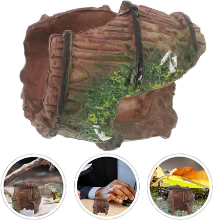 GLEAVI Reptile Hide Cave Habitat Decor Plastic Leopard Gecko Tank Reptile Rock Hideout Small Spider Scorpion Shelter for Bearded Dragon and Turtle Basking Platform