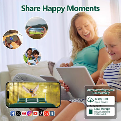 Bird Feeder with Camera,2K Live View,WiFi Smart Bird House with Cam Solar Powered for Outdoor,Night Vision,AI Identify,Auto Record Video,Real-Time App Alerts,Birdwatching Gifts for Family,Birds Lover