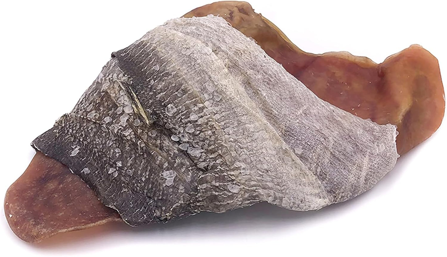 Icelandic+ Fish Ear - Pig Ear Hand-Wrapped in Cod Skin - Dog Treat, Two Chews in One, Long Lasting Dog Chew (Pack of 2)