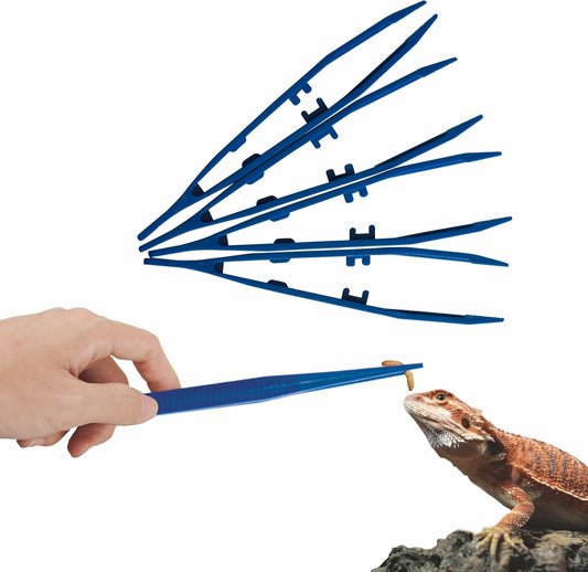 4-Pack Reptile Feeding Tongs Set - Hygienic Anti-Slip Blue Tweezers for Bearded Dragons, Lizards, Snakes, Aquariums & Small Animals(Five colors to choose from)